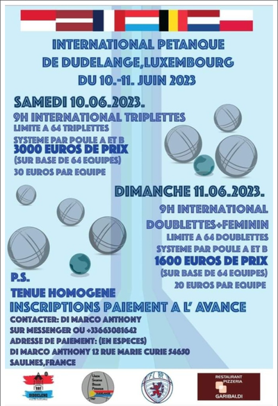 official petanque competition in triplet in Dudelange - Luxembourg - June 10, 2023