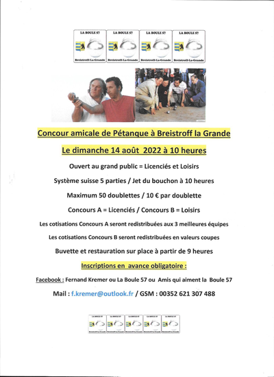 open to all petanque competition in triplet in Esch-sur-Alzette - Luxembourg - Aug. 14, 2022
