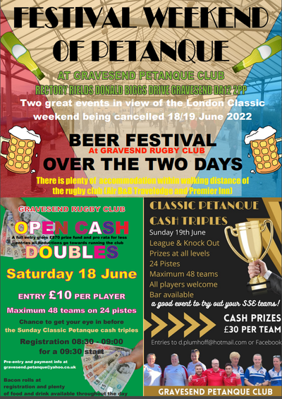 open to all petanque competition in triplet in Gravesend - United Kingdom - June 19, 2022